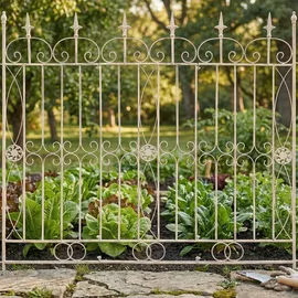deluke Gartenzaun 124 x 116 cm Antik-Creme/Eisen