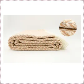 fair de luxe Wolldecke Plaid 100 x 100 cm Beige