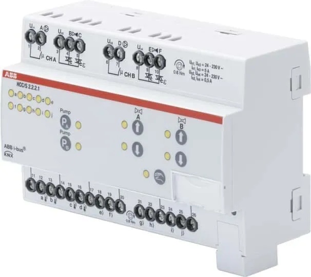 ABB Stotz & Kontakt HCC/S2.2.2.1 Heiz-/Kühlkreis Controller, 2fach, 3-Punkt, manuelle Bedienung, REG, Thermostat