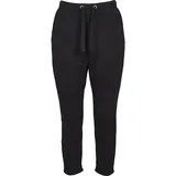URBAN CLASSICS Ladies Open Edge Terry Turn Up Pants - Schwarz