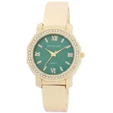 Excellanc Damen-Spangenuhr Metall Armreif Römischen Ziffern Länge 15 cm Quarz-Armbanduhr Geschenkidee für Frauen (Gold/Grün)