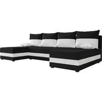 ALTDECOR Ecksofa mit Schlaffunktion und Bettkasten, Polstercouch in U-Form, rückenecht gepolstert, ideal als Gästebett - HEWLI-U - 271x140x90cm Weiß/Schwarz