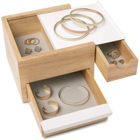 Umbra Stowit Mini Design Schmuckkasten – moderne Schmuck Box mit Geheimfächern für Ringe, Armbänder, Uhren, Halsketten, Ohrringe und Accessoires, Holz