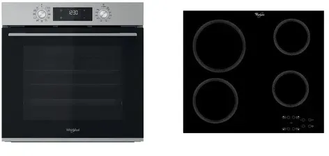 Whirlpool Backofen-Set OMK58CU1SX + Ceran-Kochfeld AKT8090NE