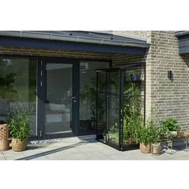 Juliana Qube Lean-to Gewächshaus Aluminium Schwarz ESG 3 mm 0,8 m2