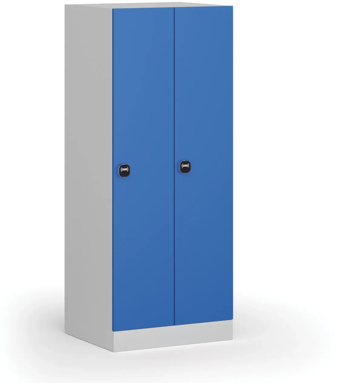 Metallspind S1, niedrig, 2 Abteile, 1500 x 600 x 500 mm, RFID-Schloss, blaue Tür