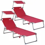 CASARIA Gartenliege Hawaii 2er-Set Rot 190x60x30cm
