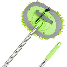 Relaxdays Auto Waschbürste mit Teleskopstiel, Grau,Grün,Silber