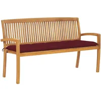 VidaXL Stapelbare Gartenbank mit Auflage 159 cm Massivholz Teak