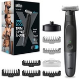 Braun Series X Barttrimmer / Bodygroomer / Elektrorasierer Herren / Haarschneidemaschine Profi, 6 Aufsätze für Gesicht und Körper, Bartschneider, Ladestation, XT5300