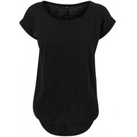 Build Your Brand Ladies Long Slub T-Shirt, in Schwarz, Größe M