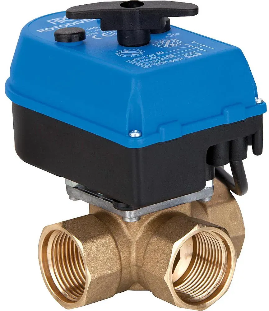 3-Wege-Umschaltventil Rotodivert EMV 110 F3L, DN 15 (1/2'') mit Stellantrieb
