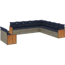 vidaXL Gartensofa-Set mit Kissen, grau, Polyrattan