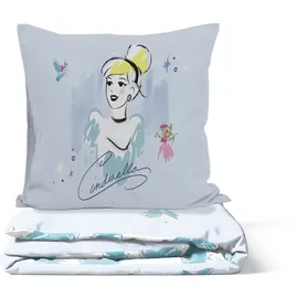 Disney Cinderella Baumwolle Blau 135 x 200 cm + 80 x 80 cm