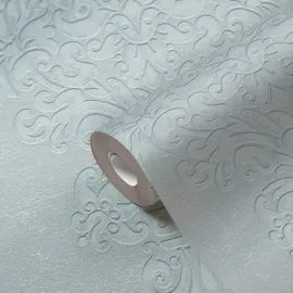 A.S. Création Pure Elegance Vliestapete mit Ornamenten 0,53 x 10,05 m – Grau, Silber - Barocktapete Made in Germany - 397653