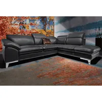 Ecksofa COTTA "Teresa L-Form" Sofas Gr. B/H/T: 293cm x 84cm x 232cm, Luxus-Kunstleder, Ottomane rechts, ohne Funktion-mit Kopfteilverstellung, schwarz wahlweise mit Bettfunktion