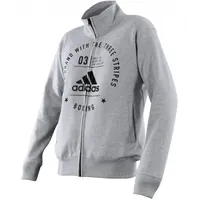 adidas Sweatjacke ADIDAS PERFORMANCE "Community Jacket “Boxing”" Gr. XS, grau (grau, schwarz), Sweatjacken, Herren, XS, Obermaterial: 100% Baumwolle, Sweatjacke