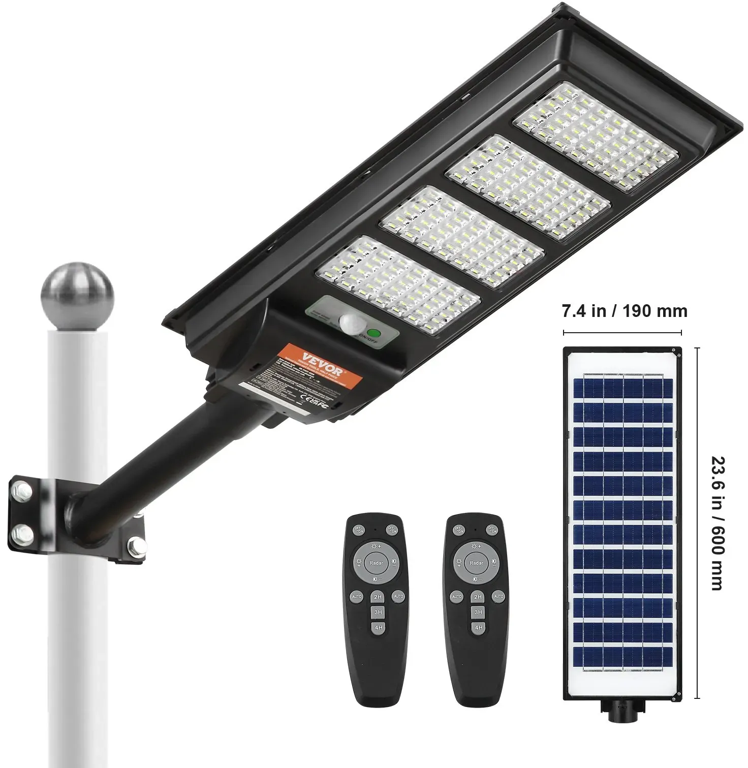 VEVOR 400W LED Solar Straßenlaterne 800LM Solar Bewegungsmelder Lampe Außenwand