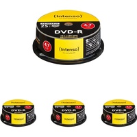 Intenso DVD-R 4,7 GB 16x DVD-Rohlinge bedruckbar Kratzfest 25er Spindel (Packung mit 4)