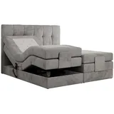 MKS Meble MKS Boxbett, Hellgrau Velvet - Textil, 2-Sitzer, H3 7-Zonen Rechteckig, 140x200 cm Schlafzimmer, Betten, Boxspringbetten