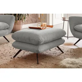 KAWOLA Hochlehnsessel CHARME Cord 70 x 110 x 80 cm hellgrau mit Hockerbank