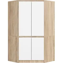 Akord Eckschrank 100 x 180 x 50 cm Weiß/Eiche