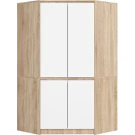 Akord Eckschrank 100 x 180 x 50 cm Weiß/Eiche