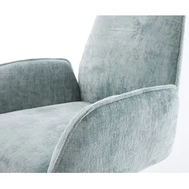 DeLife Drehstuhl Zoa-Flex Chenille Pastellblau Kreuzgestell konisch Edelstahl 180° drehbar Taschenfederkern,