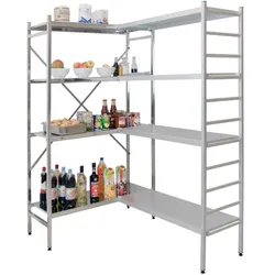 PROREGAL Lebensmittelregal | Grundregal | HxBxT 180x120x40cm | 4 Fachböden | Fachlast 125kg | Aluminium