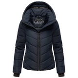 Damen XS-3XL Wasserabweisend Warm abnehmbar Winddicht Steppjacke Frauen Stehkragen 4 Taschen verlängerter Zipper Navy XL