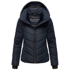 Marikoo Winterjacke Damen (XS-3XL) - Wasserabweisend, Warm, Kapuze abnehmbar, Winddicht - Steppjacke, Frauen - Stehkragen, 4 Taschen, verlängerter Zipper - Navy XL