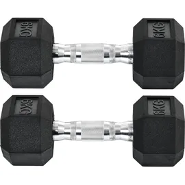 Homcom Gummi-Hantel Kurzhantel 2er-Set 6 kg schwarz