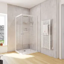 Schulte Home Corner Duschkabine mit Schiebetüren 75 x 90 cm Dekor Querstreifen 180 cm