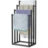 VOUNOT Vounot® Metall Handtuchhalter Stehend, für Badezimmer, Handtuchständer mit 4 Stangen, Schwarz