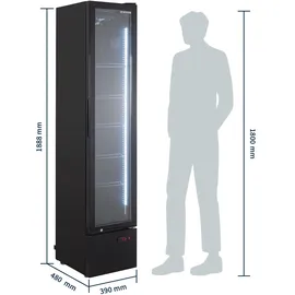 GastroHero Getränkekühlschrank GKS-160 Slim, 160 L Kühlvolumen, LED-Innenbeleuchtung, schwarz,