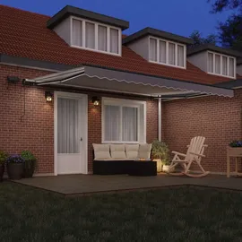 vidaXL manuelle einziehbare Markise mit LED 450 x 300 cm hellgrau