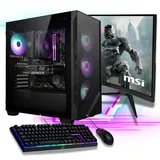 Gaming PC Komplettsystem: 27" TFT, AMD Ryzen 7 5700X, Nvidia GeForce RTX 5060 8GB, 32 GB RAM, 1TB SSD, RGB Tower, Windows 11, Gamer Tastatur Maus