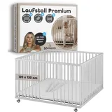 Sämann Laufgitter mit Sprossen, Lattenrost | Matratze SleepPlus, weiß Premium | Gr.: 120x120 cm)