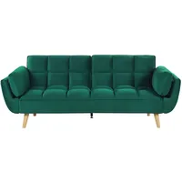 Beliani Schlafsofa 3-Sitzer Samtstoff Grün elegant mit Kissen Asby