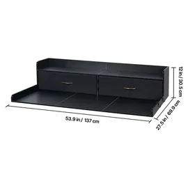 Vevor Arbeitsplatte für Waschmaschine & Trockner (137 x 69,9 cm) mit Ablage & 2 Schubladen & Haken, 113 kg Belastbar, Schwarz