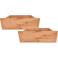 Carryhome Bettkastenset, Kernbuche, Holz, Kernbuche, massiv, 83x29x68 cm, Schlafzimmer, Betten, Bettkasten