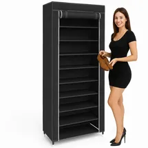 Bakaji Schuhschrank 60 x 30 x 150 cm 10 Fächer / Schwarz