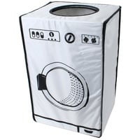 teprovo Wäschekorb faltbar bunter Wäschesammler mit Deckel Wäschesortierer Laundry Baskets Wäschebox Wäschetonne in Waschmaschinen Design 50L Weiß