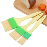 AOUZO 3 Stück Backpinsel zum Backen, Backpinsel Naturborsten Kochfett Pinsel Küche Pastry Brush Set für Grillen Sauce Marinade Backen Grillen Kochen und Ölverteilen