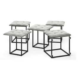RODNIK Sitzhocker Transformer 5-in-1 Vellours 50 x 50 x 50 cm Grau