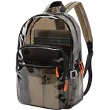 TINYAT Transparenter Rucksack Durchsichtig Schwarz Rucksack Wasserdicht Schulrucksack PVC lässiger Modischer Stadionzugelassener,9064