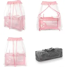 Lorelli Reisebett, Magic Sleep 2 Ebenen Baldachin Mobile Wickelauflage faltbar rosa Sterne