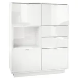 Vladon Highboard 103 x 123 x 37,5 cm Weiß Hochglanz
