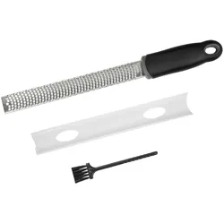 Intirilife Handreibe aus Edelstahl in Schwarz - 32.5 x 2.5 cm -  Käsereibe Zesteur Zestenreißer Zitrusreibe Hobel zum Kochen Verfeinern und Dekorieren