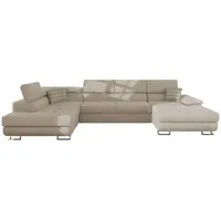 Mirjan24 Wohnlandschaft, Creme, Holz, links montierbar, 345x91x202 cm, Wohnzimmer, Sofas & Couches, Wohnlandschaften, Wohnlandschaften in U-Form